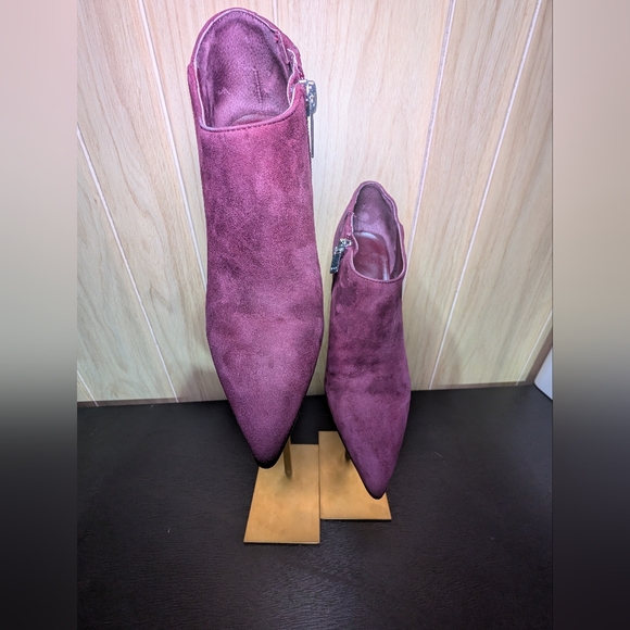 Marc Fisher Suede Heeled Boots - Plum - Picture 3 of 6